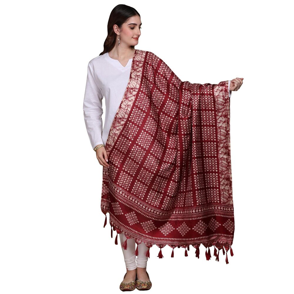 5332 Batik Printed Art Silk Dupatta With Fringes-
